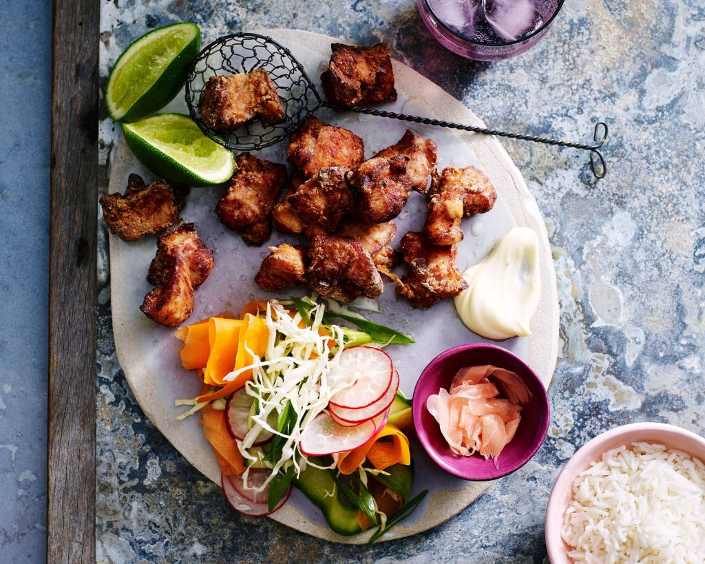 Karaage Chicken With Pickled Salad And Jasmine Rice